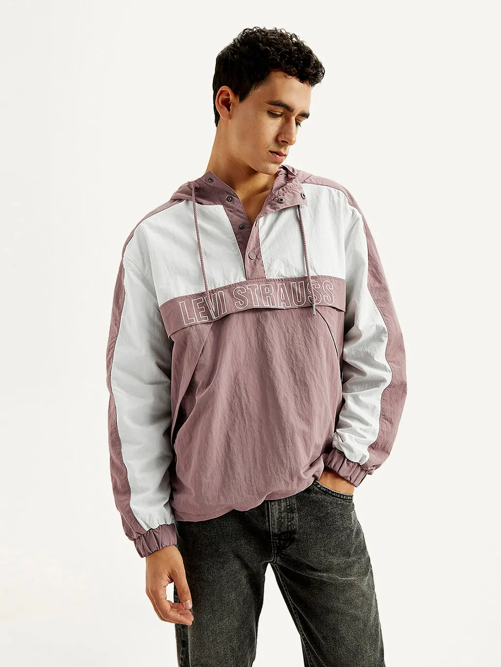 Men's Colorblock Mauve Windcheater Jacket 1