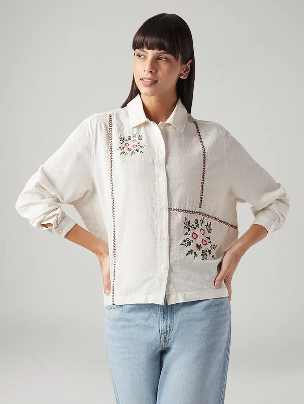 Women's Embroidered Regular Fit Shirt 1