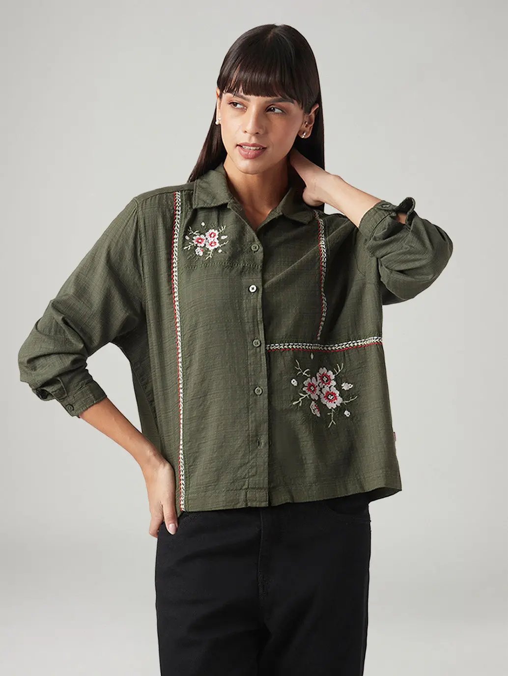 Women's Embroidered Regular Fit Shirt 1