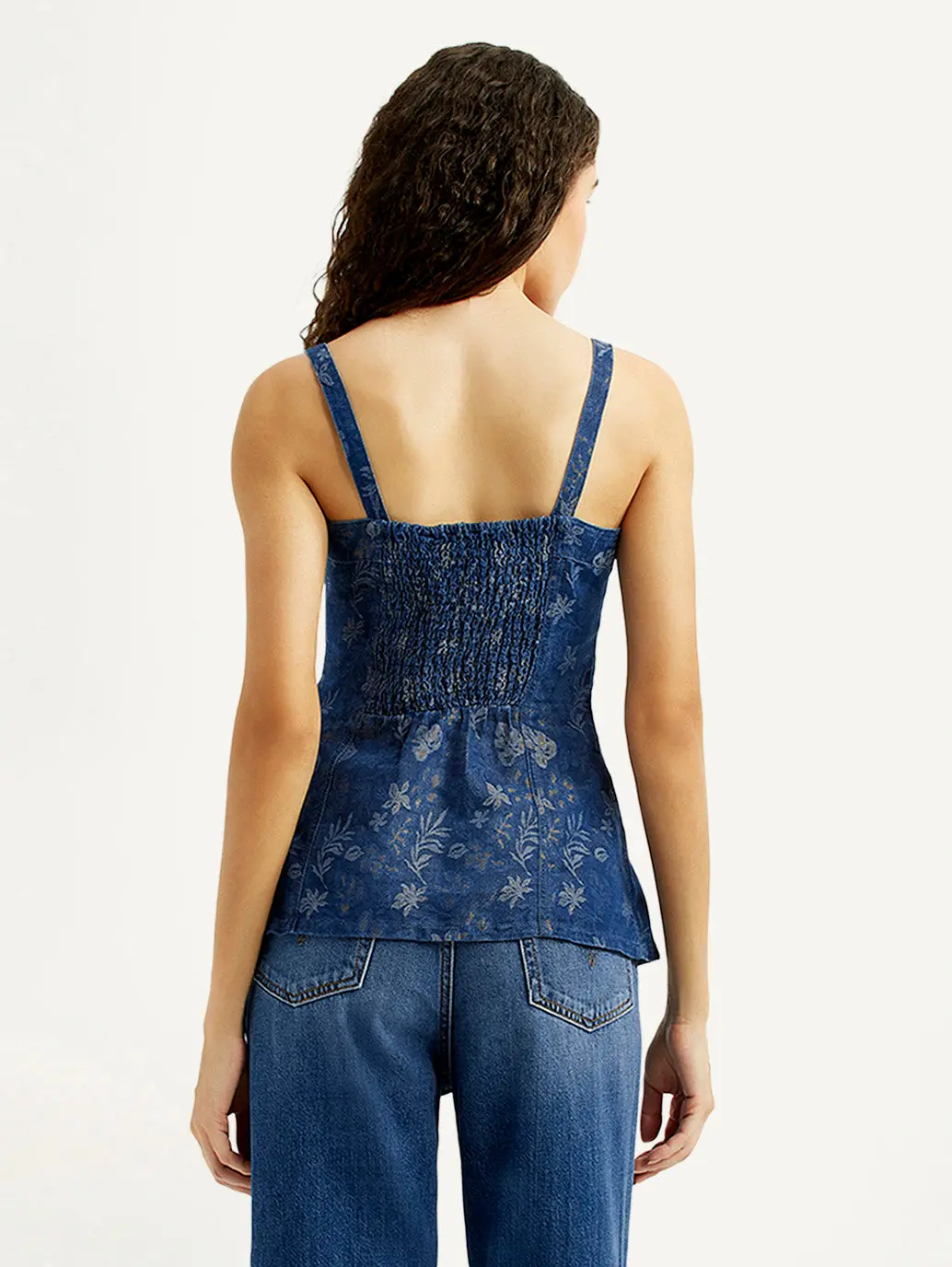 Women's Floral Indigo Square Neck Top 2