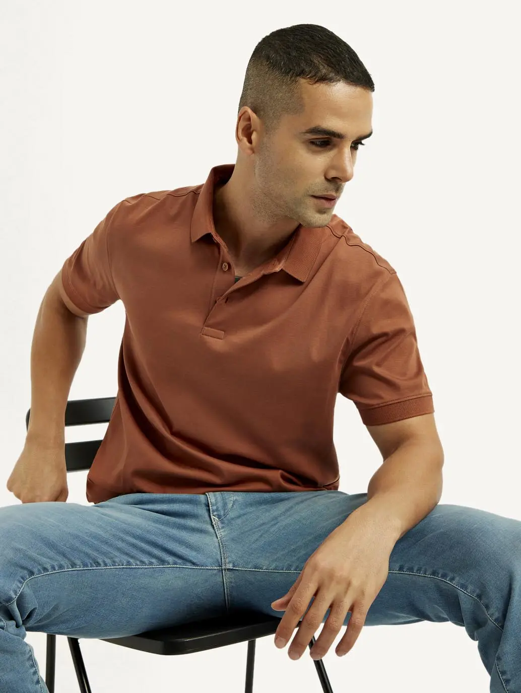 Men's Solid Rust Slim Fit Polo T-Shirt 1