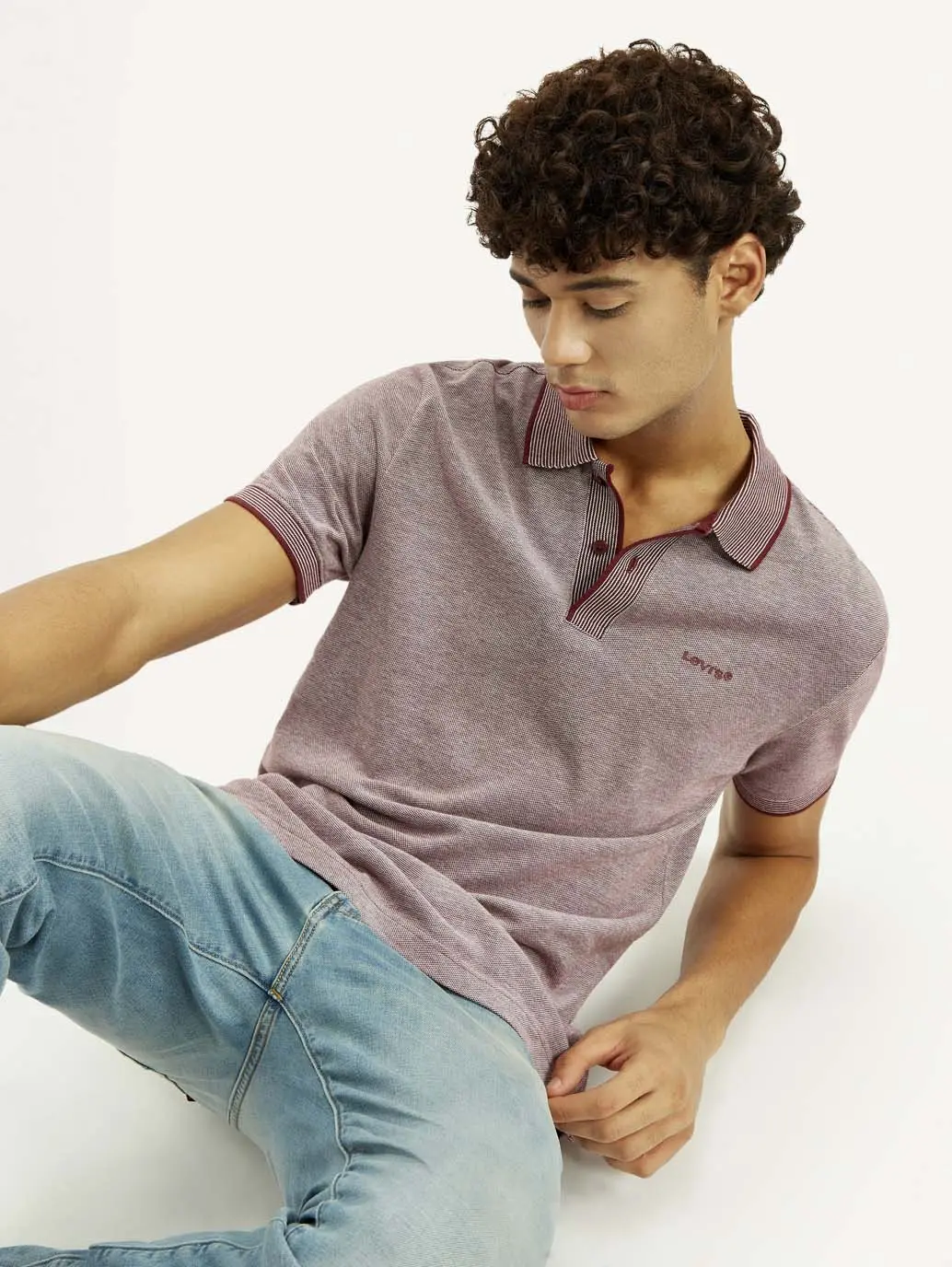 Men's Mauve Slim Fit Polo T-Shirt 1