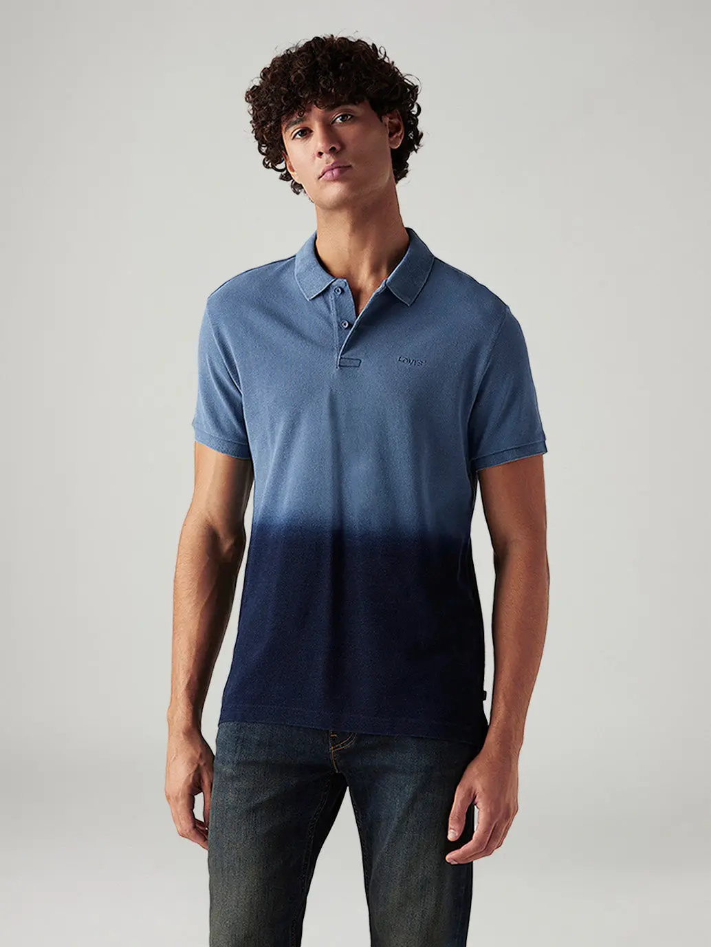 Men's Ombre Blue Slim Fit Polo T-Shirt 1