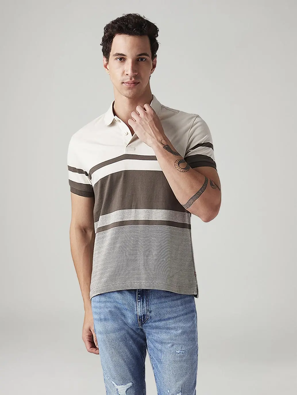 Men's Striped Slim Fit Polo T-Shirt 1