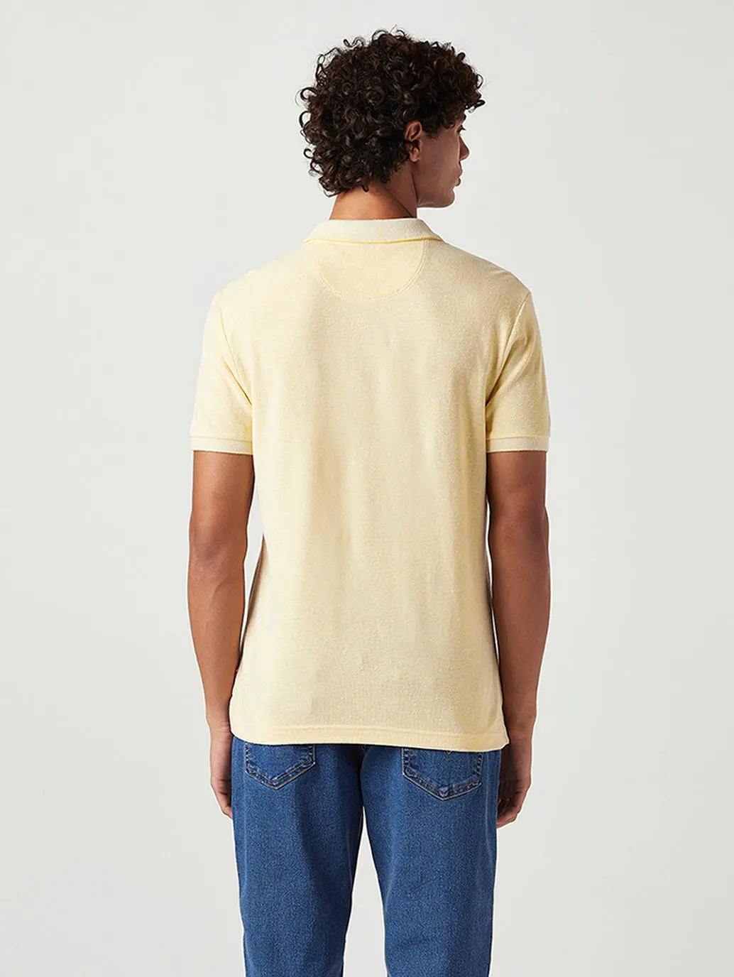 Men's Solid Slim Fit Pique Linen Polo T-Shirt 3