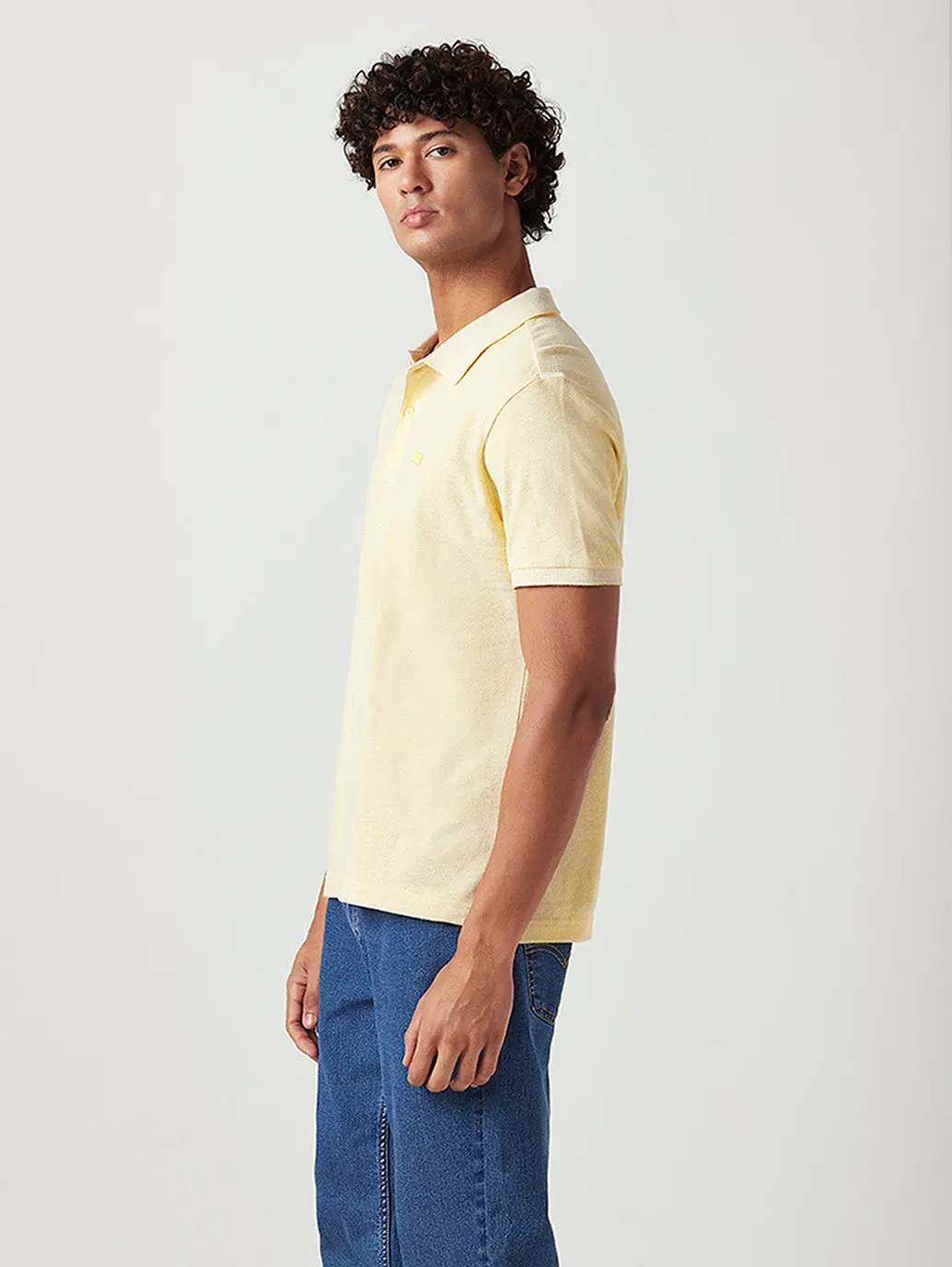 Men's Solid Slim Fit Pique Linen Polo T-Shirt 5