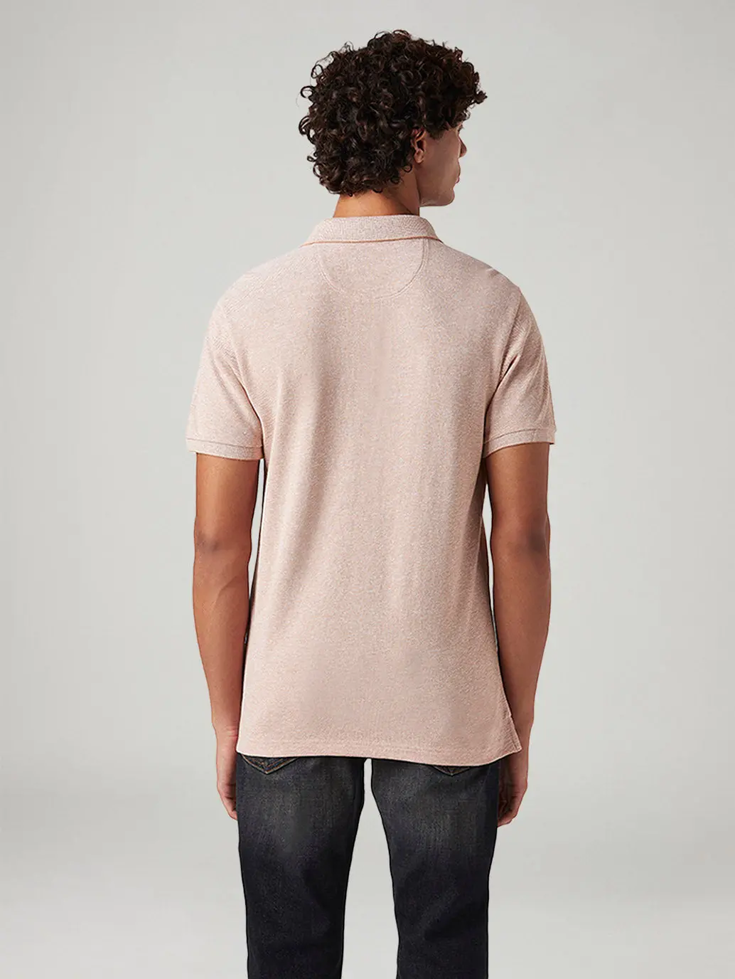 Men's Solid Slim Fit Pique Linen Polo T-Shirt 3