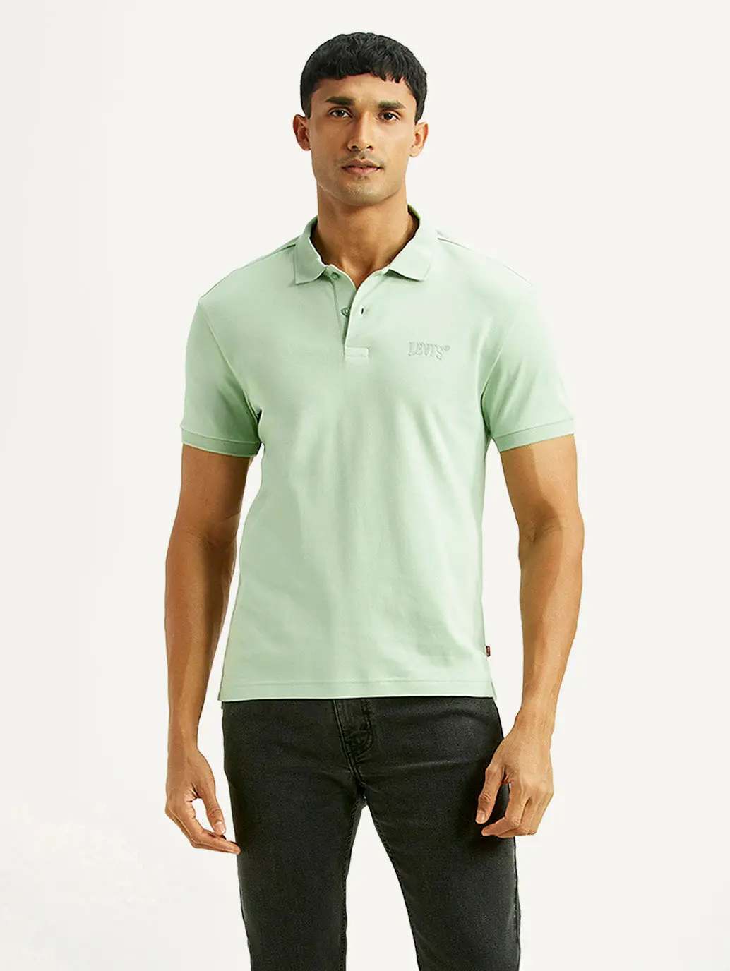 Men's Solid Green Slim Fit Polo T-Shirt 1