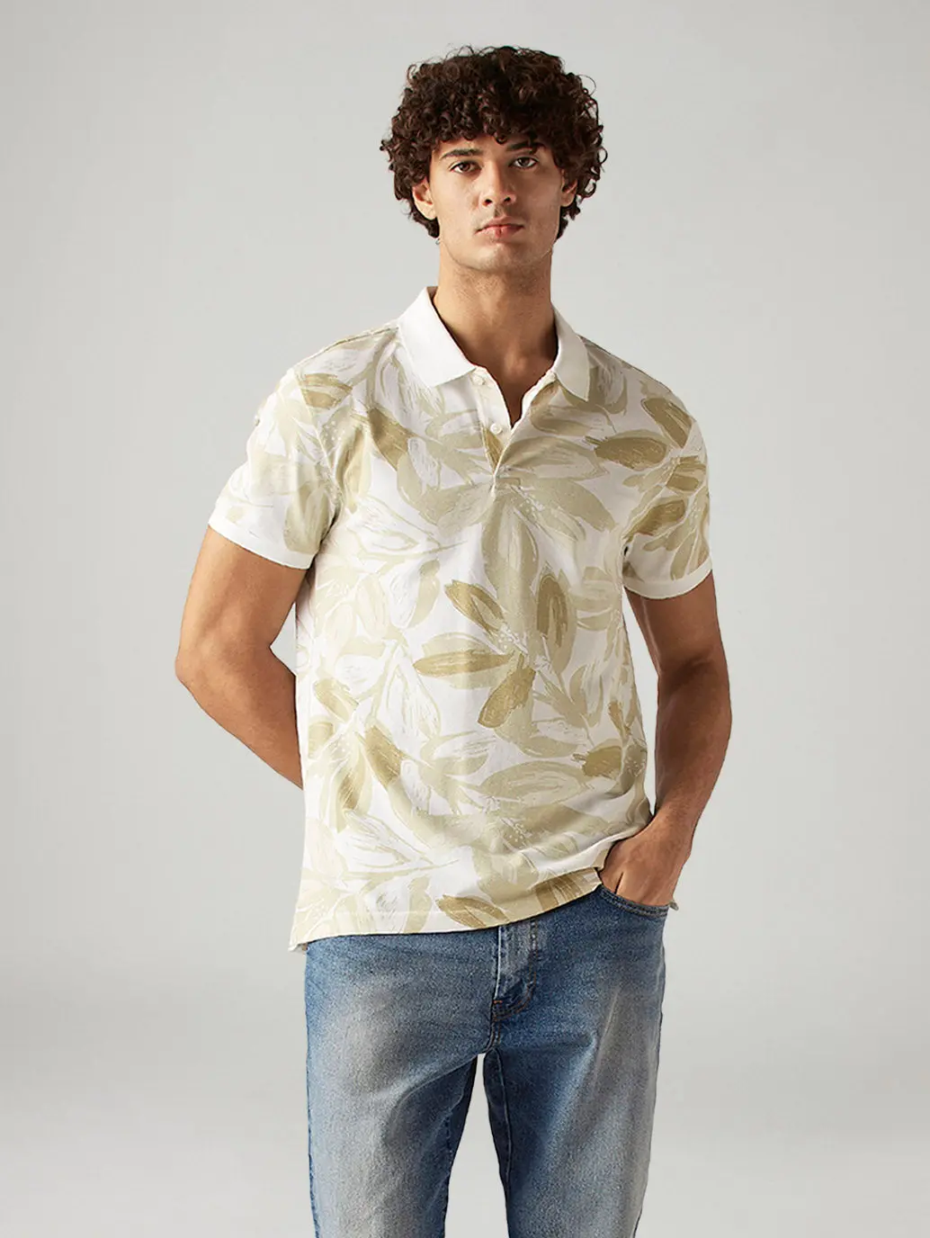 Men's Printed Slim Fit Pique Polo T-Shirt 1