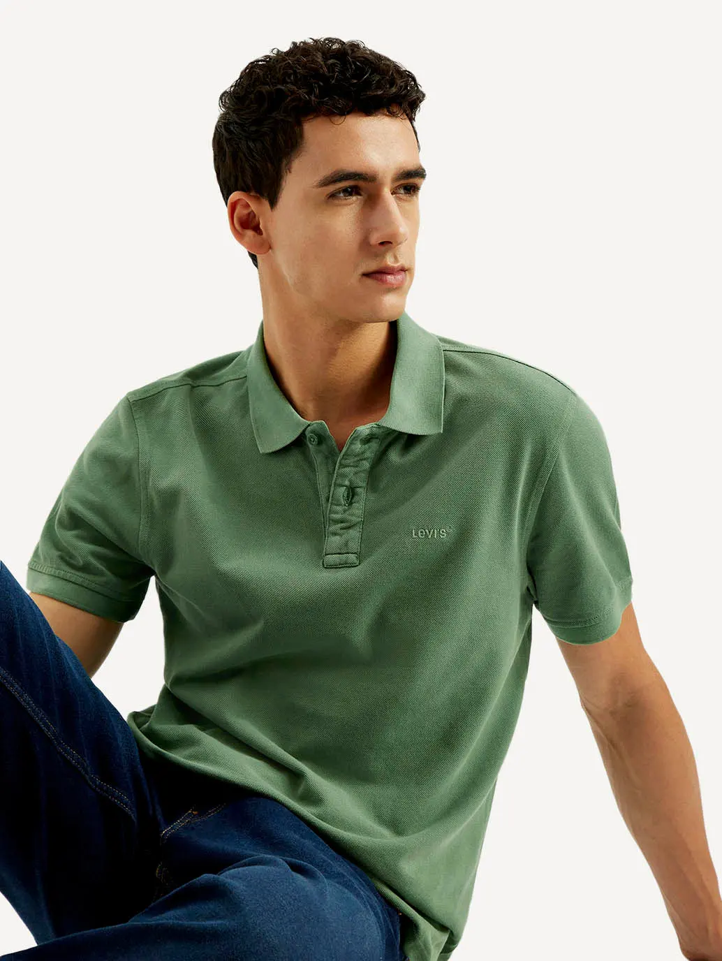 Men's Solid Overdyed Slim Fit Polo T-Shirt 1
