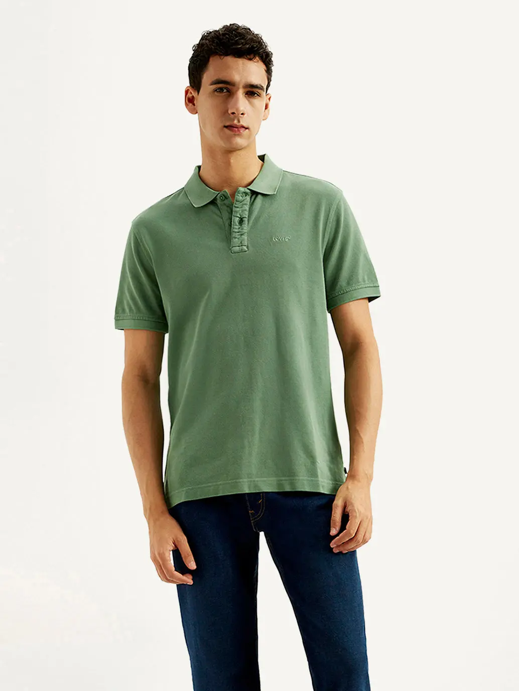 Men's Solid Overdyed Slim Fit Polo T-Shirt 2