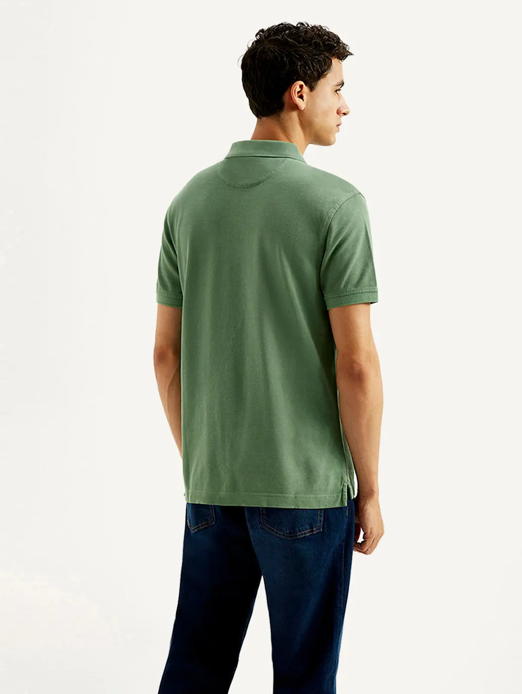 Men's Solid Overdyed Slim Fit Polo T-Shirt 3