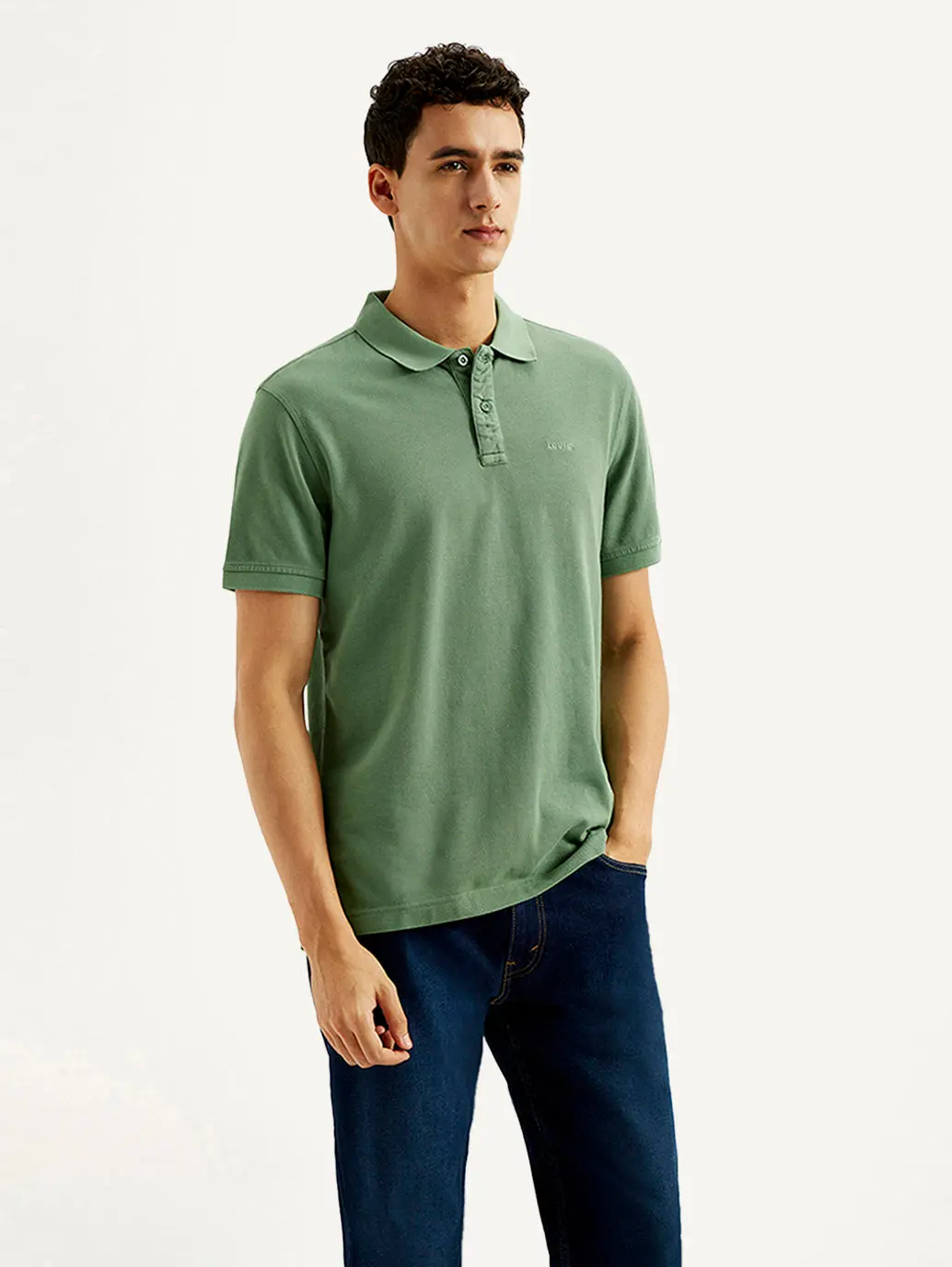 Men's Solid Overdyed Slim Fit Polo T-Shirt 5