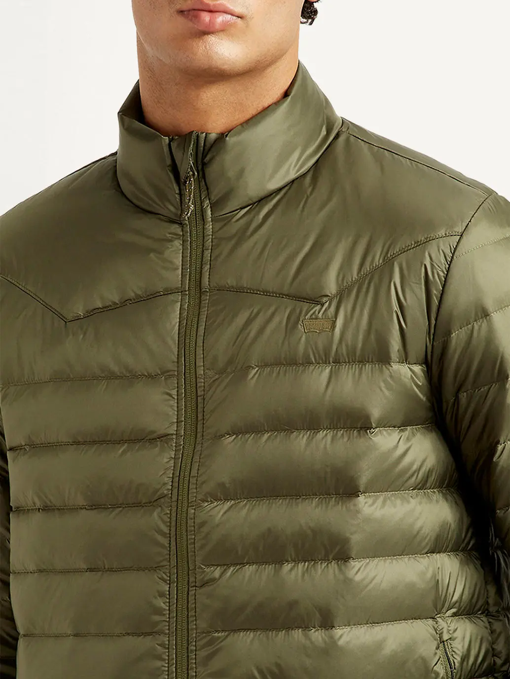 Men's Quilted Olive Puffer Jacket 4