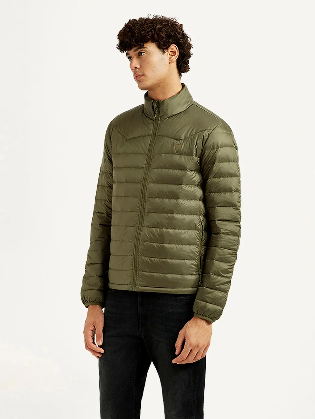 Men's Quilted Olive Puffer Jacket 5