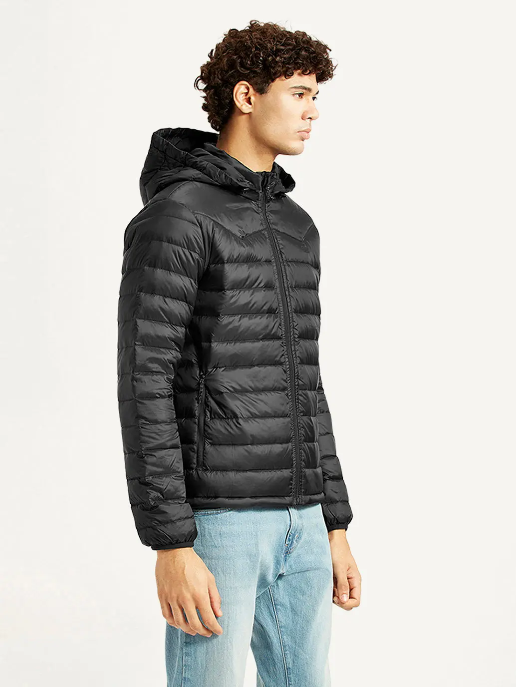 Men's Quilted Black Slim Fit Puffer Jacket 4