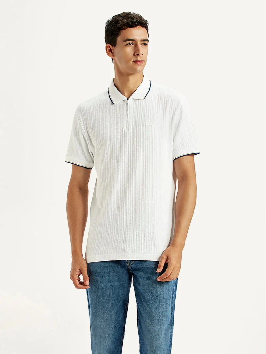 Men's Solid White Slim Fit Polo T-Shirt 1