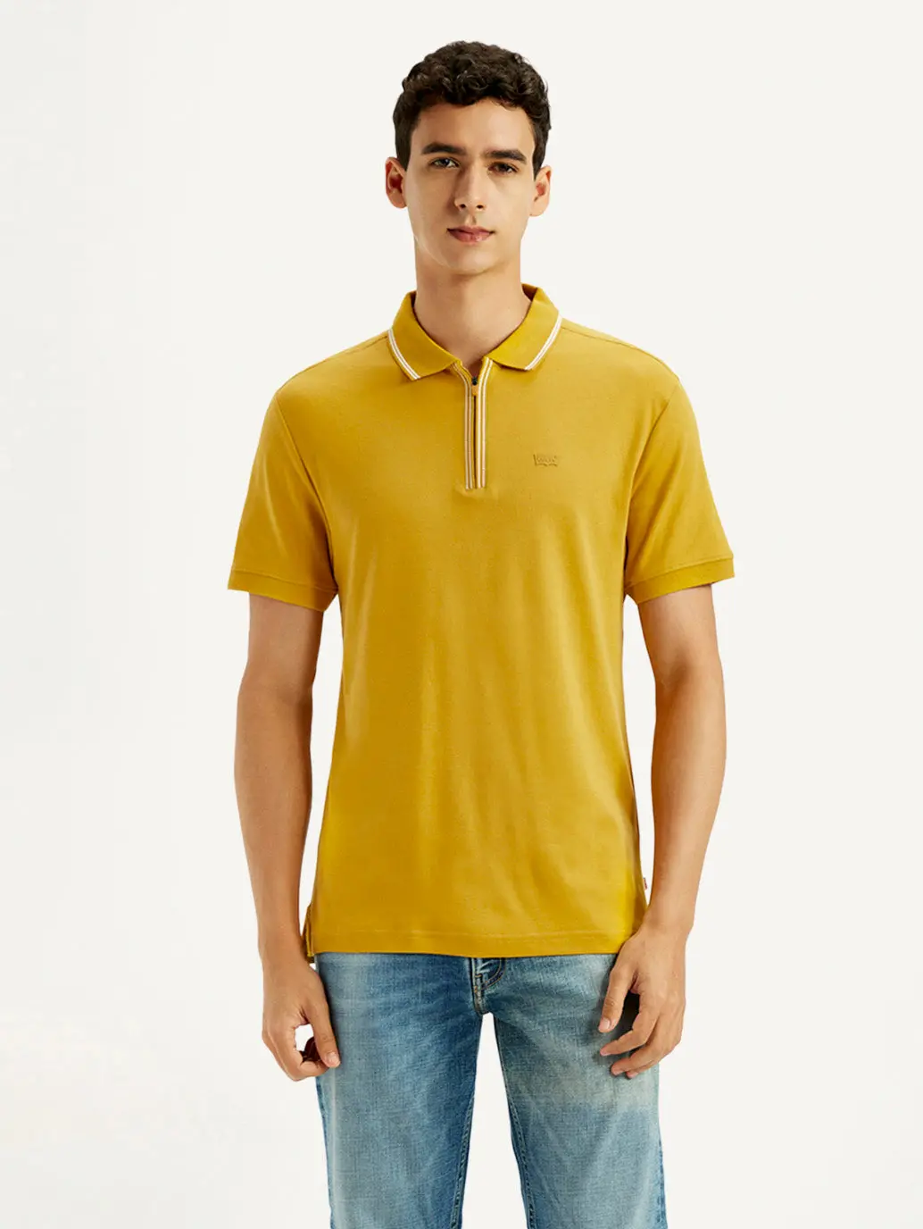 Men's Solid Yellow Slim Fit Polo T-Shirt 3