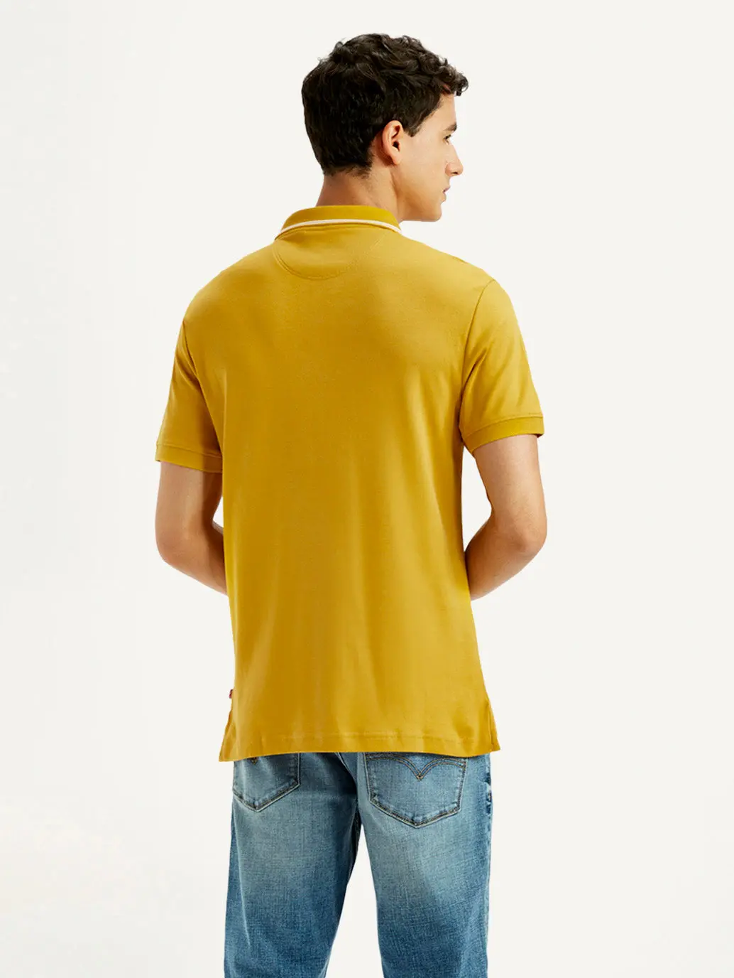 Men's Solid Yellow Slim Fit Polo T-Shirt 4