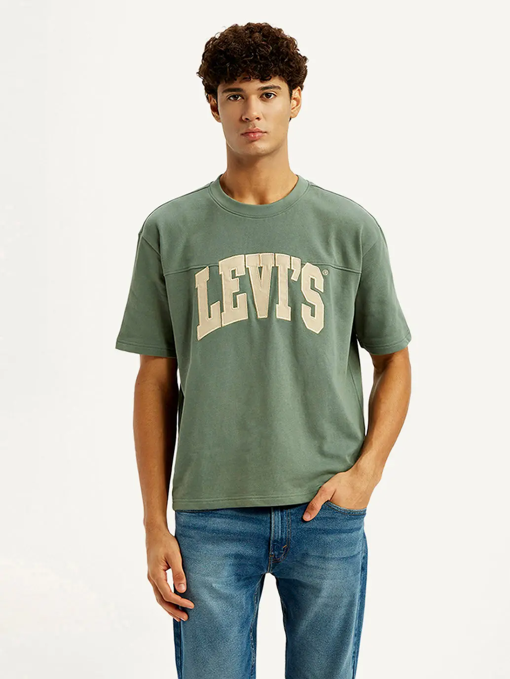 Men's Brand Logo Green Loose Fit T-Shirt 1