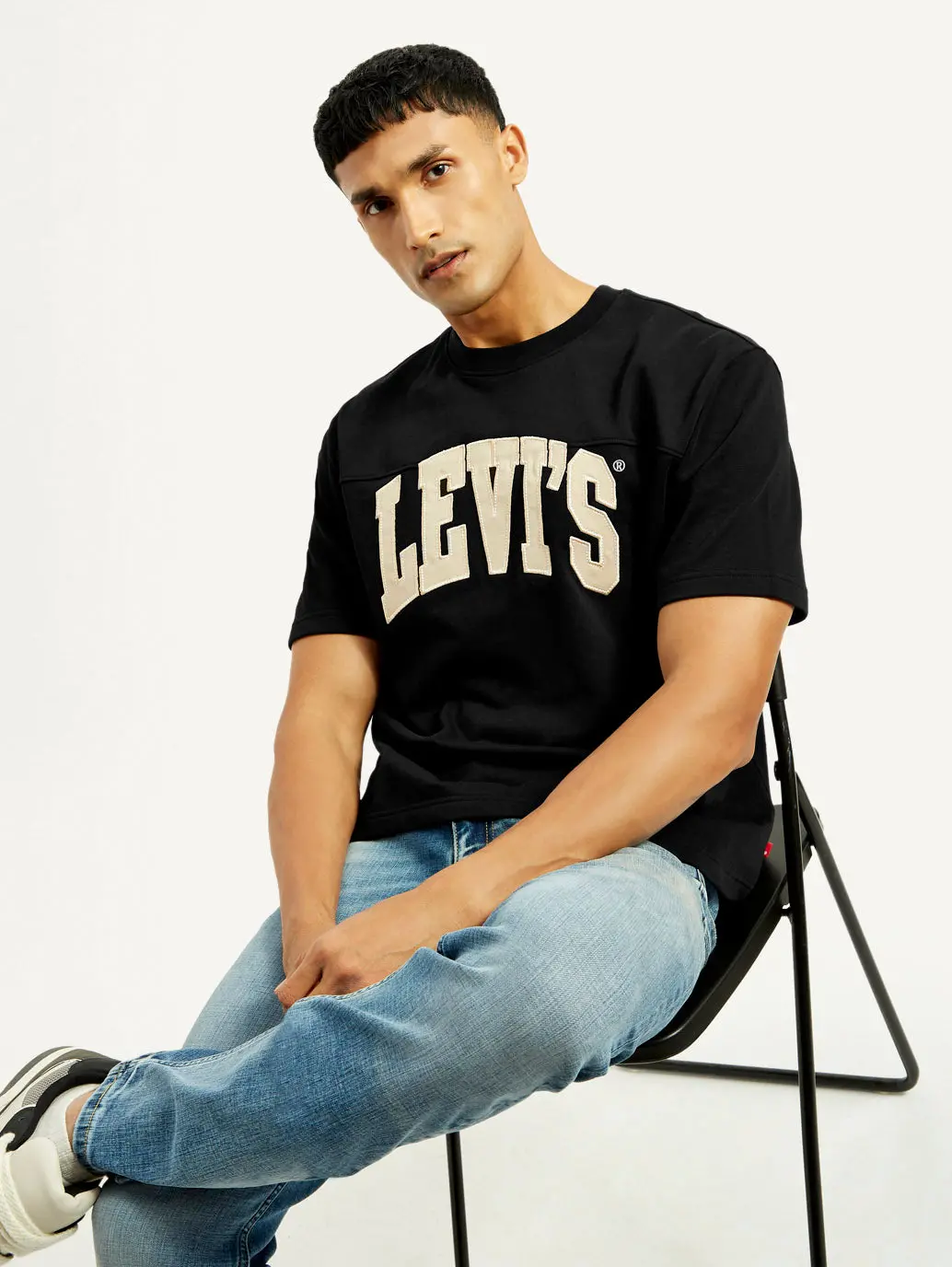 Men's Brand Logo Black Loose Fit T-Shirt 1