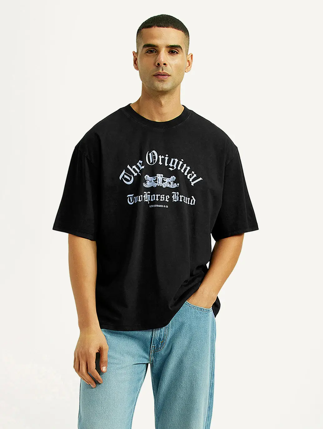 Men's Graphic Print Black Boxy T-Shirt 1