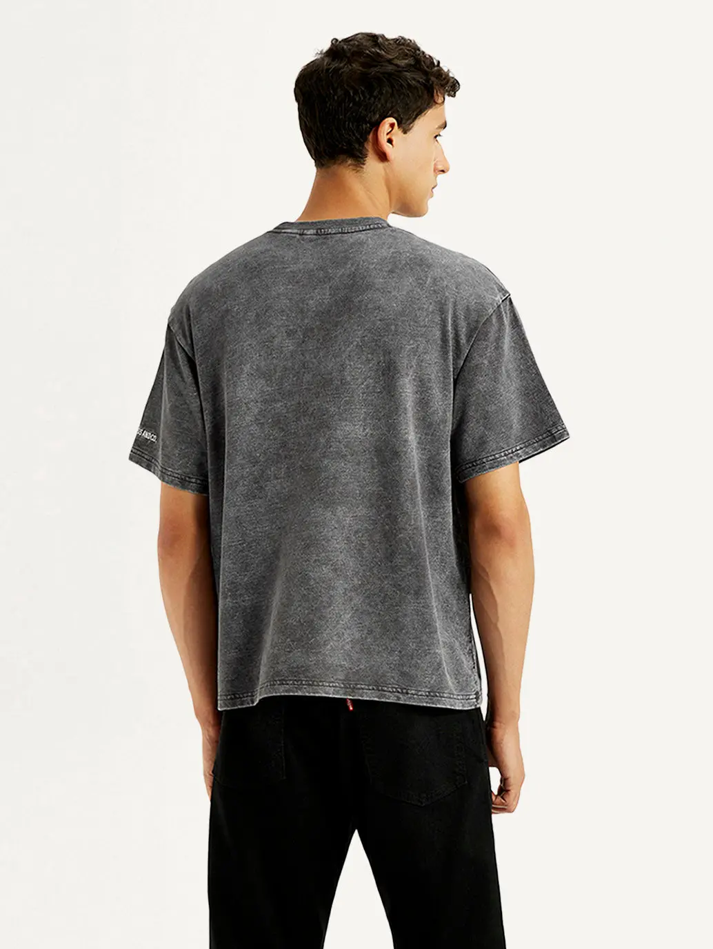 Men's Typographic Print Charcoal Grey Boxy T-Shirt 4