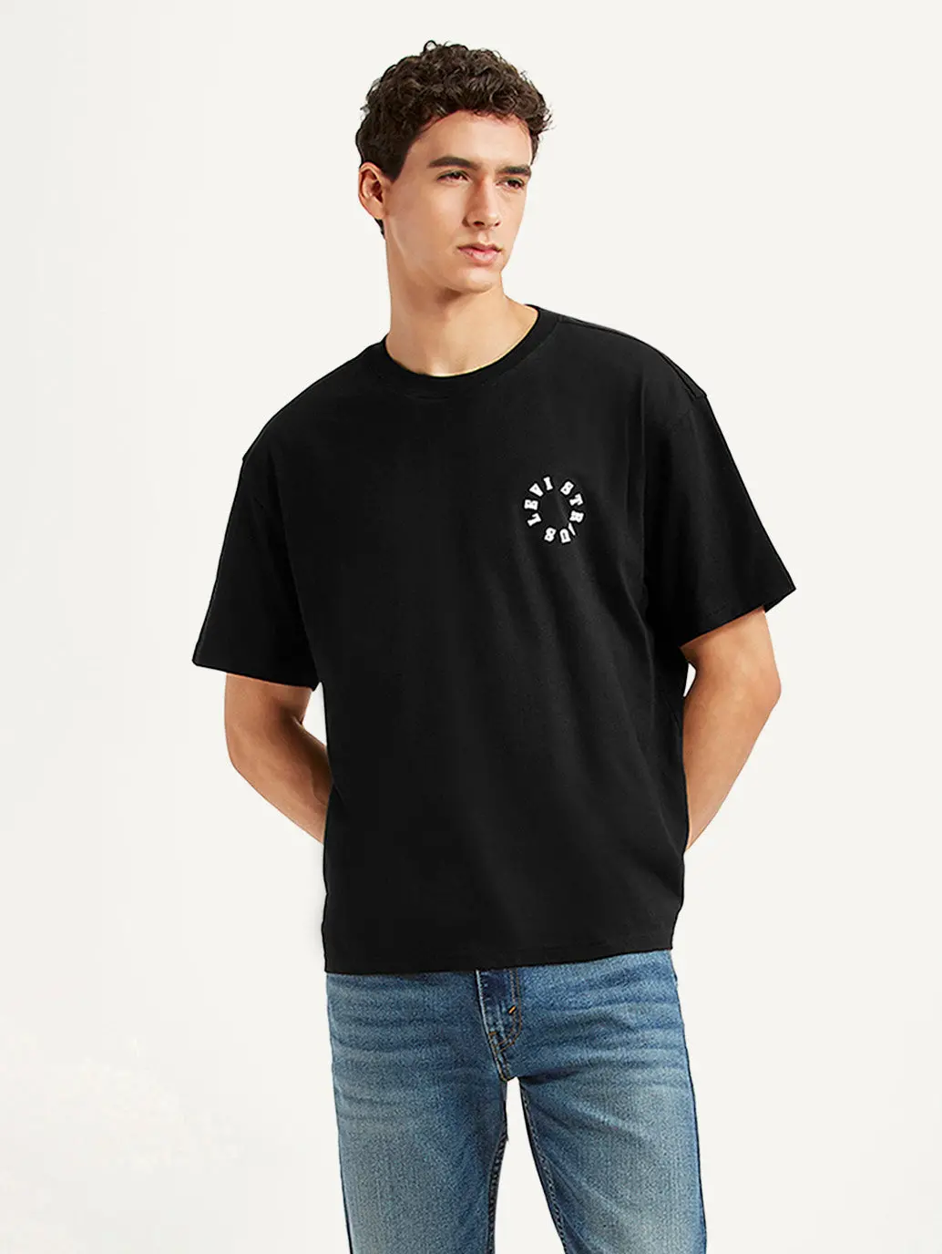 Men's Brand Logo Black Boxy T-Shirt 1