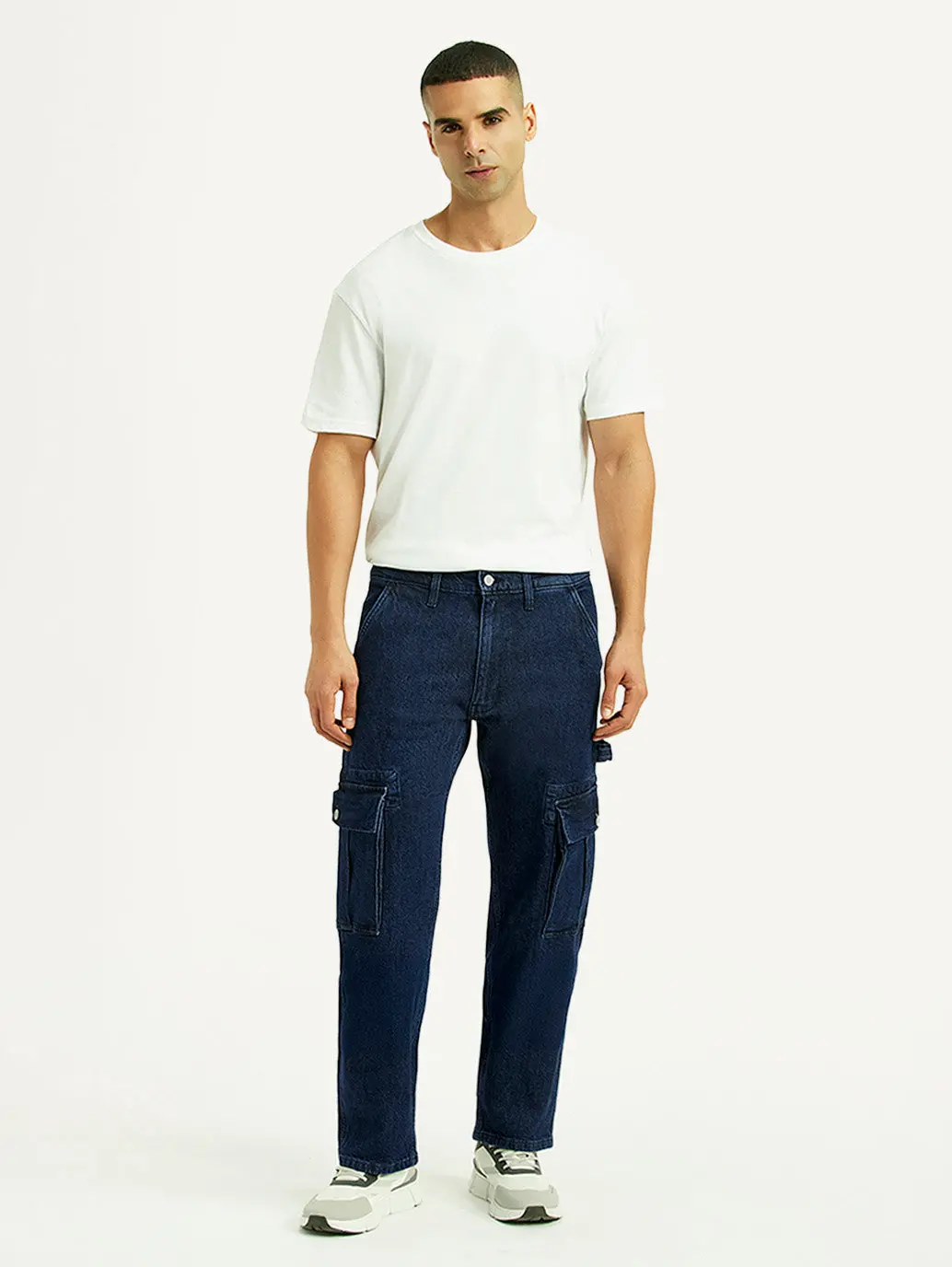 Men's 555 Dark Blue Relaxed Straight Fit Mid Rise Jeans 1