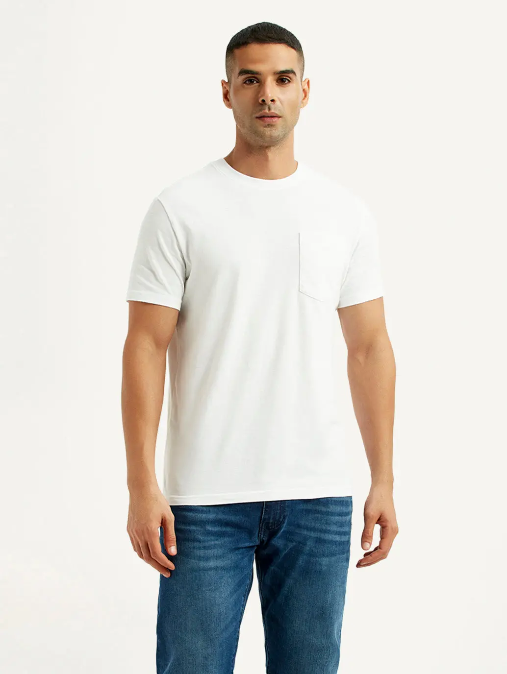 Men's Solid White Slim Fit T-Shirt 5