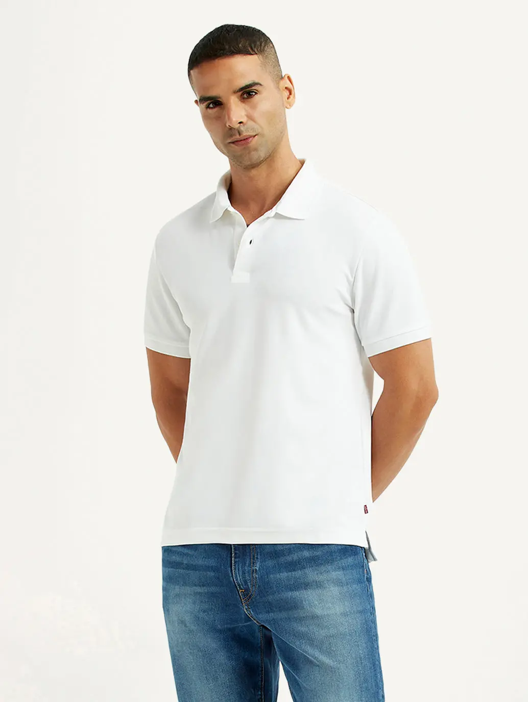 Men's Solid White Polo T-Shirt 1