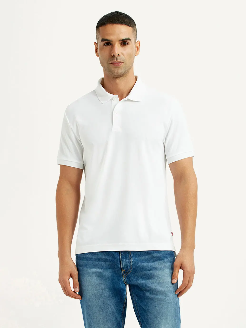 Men's Solid White Polo T-Shirt 4