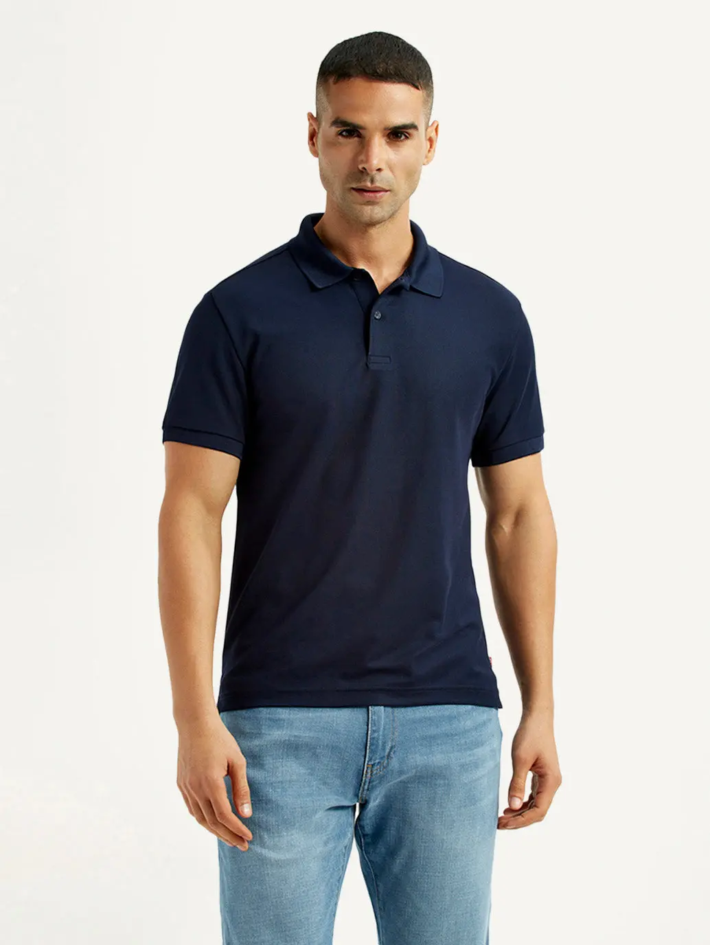 Men's Solid Navy Blue Polo T-Shirt 1