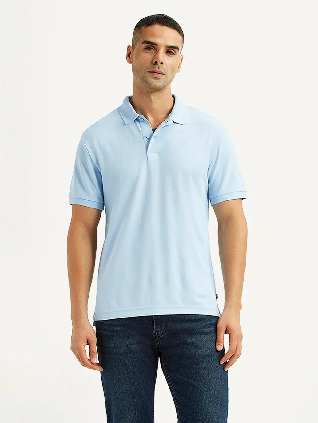Men's Solid Light Blue Polo T-Shirt 1