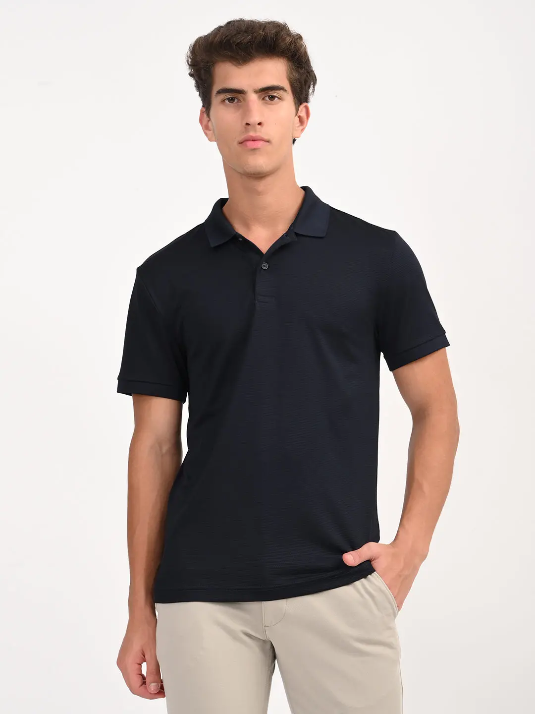 Men's Solid Black Polo T-Shirt 1