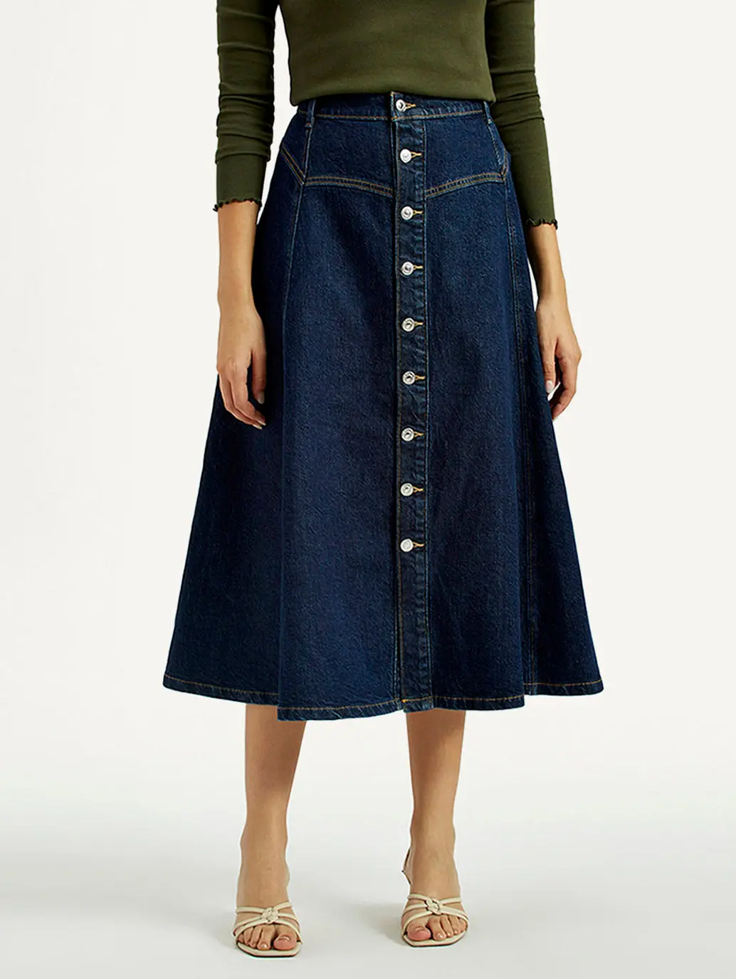 Women's Mid Rise Regular Fit Denim Skirt 2