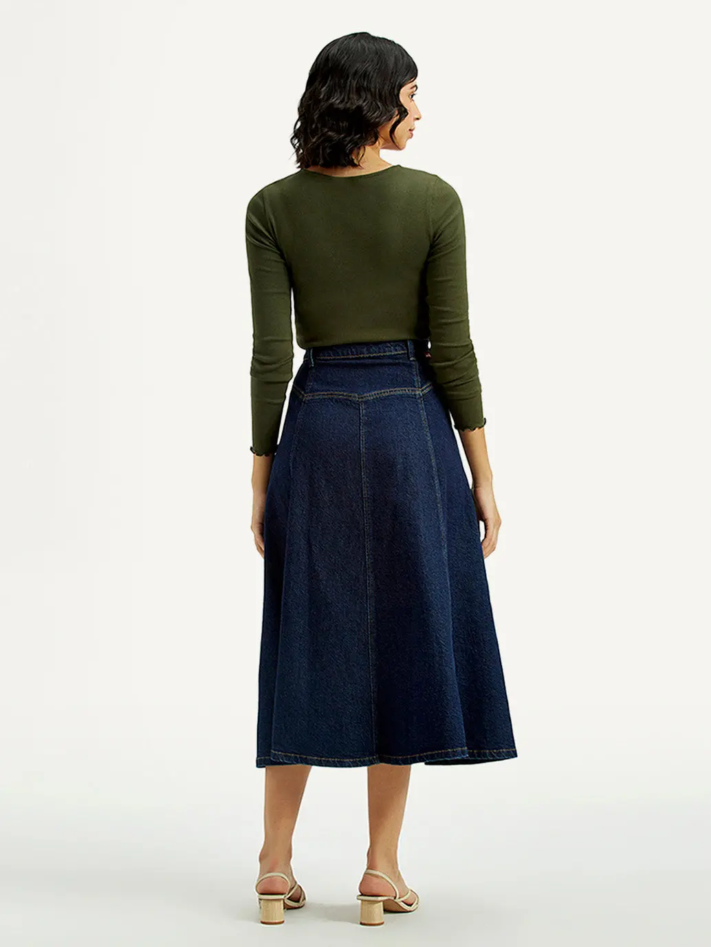 Women's Mid Rise Regular Fit Denim Skirt 3