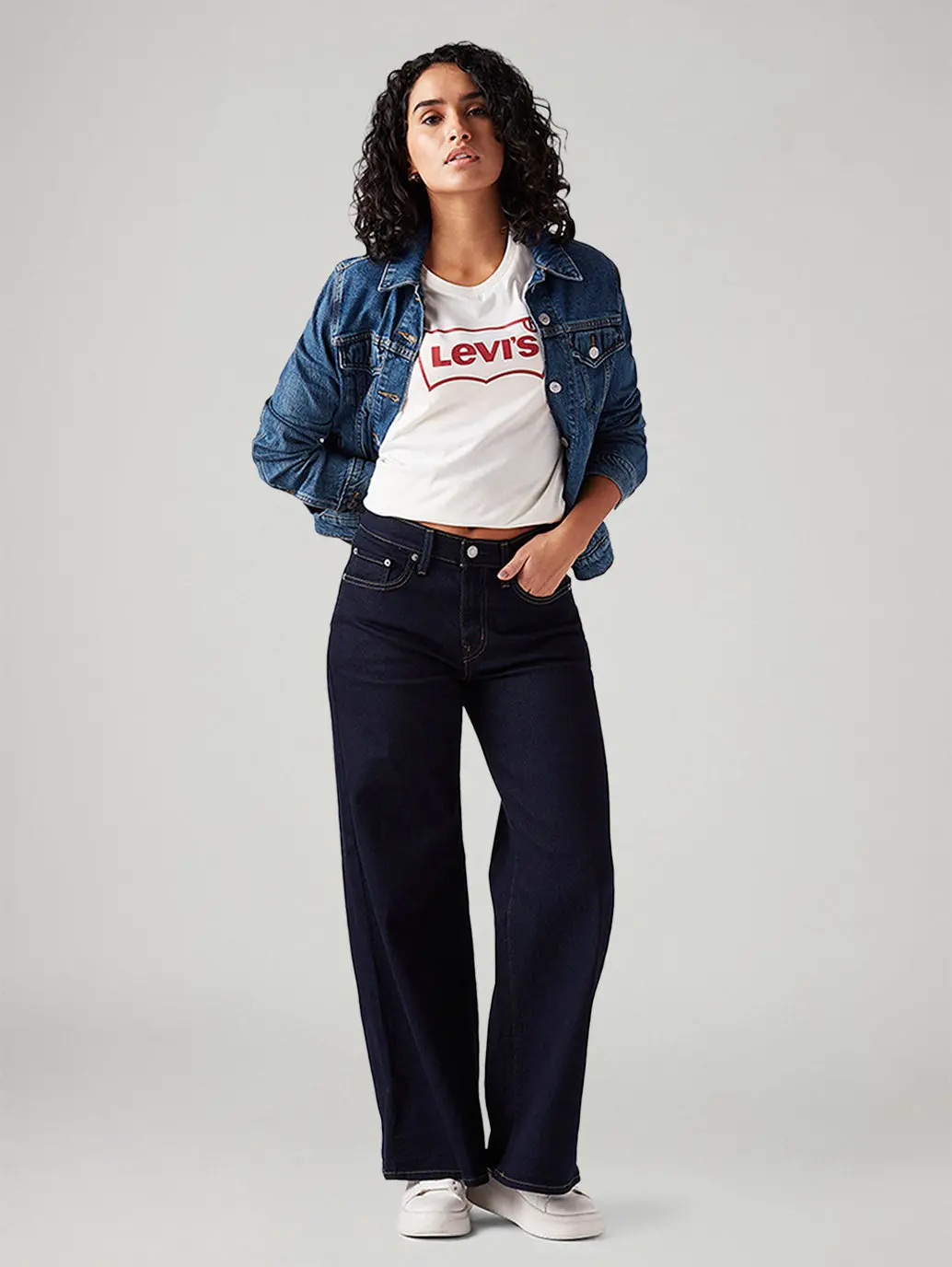 Women's 728 Dark Blue Wide Leg Fit High Rise Jeans 1