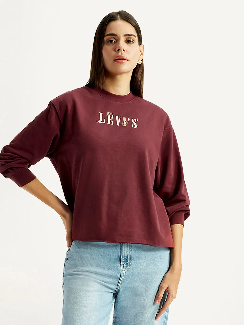 Women's Brand Logo Crew Neck Sweatshirt 1
