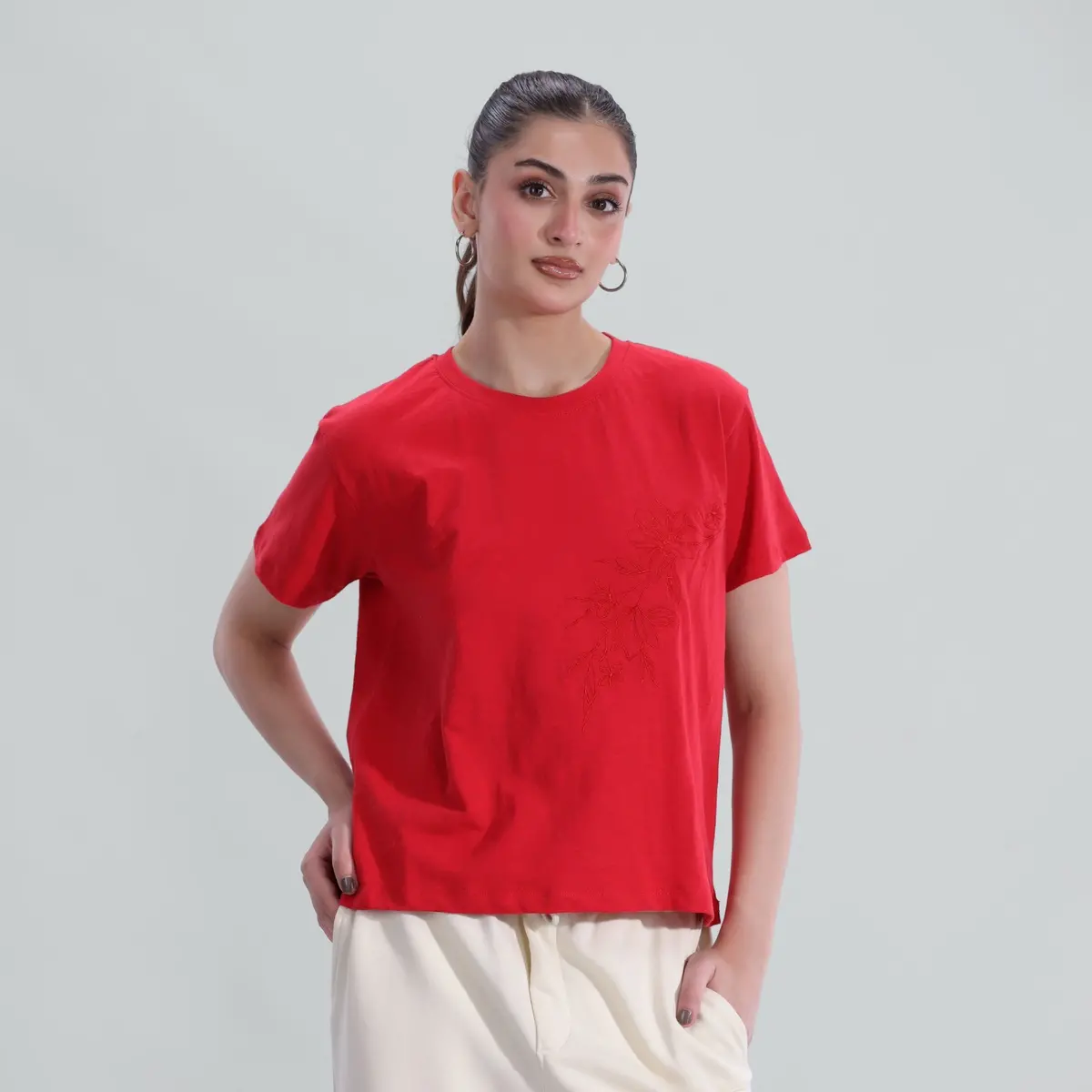 Slub Embroidered Tee 1