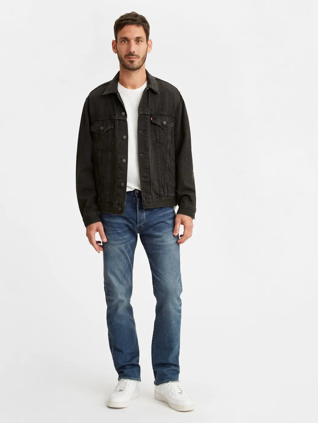 Men's 501 Blue Straight Fit Mid Rise Jeans 1