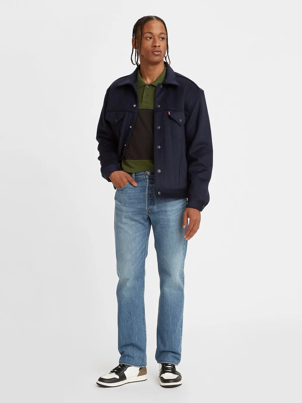 Men's 501 Blue Straight Fit Mid Rise Jeans 1