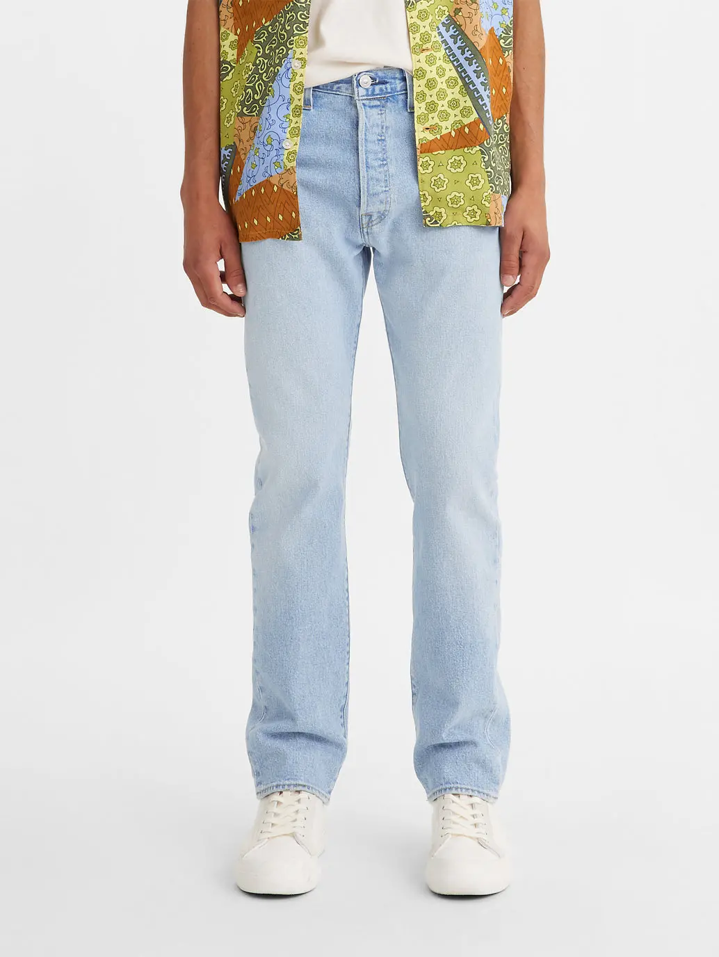 Men's 501 Blue Straight Fit Mid Rise Jeans 1