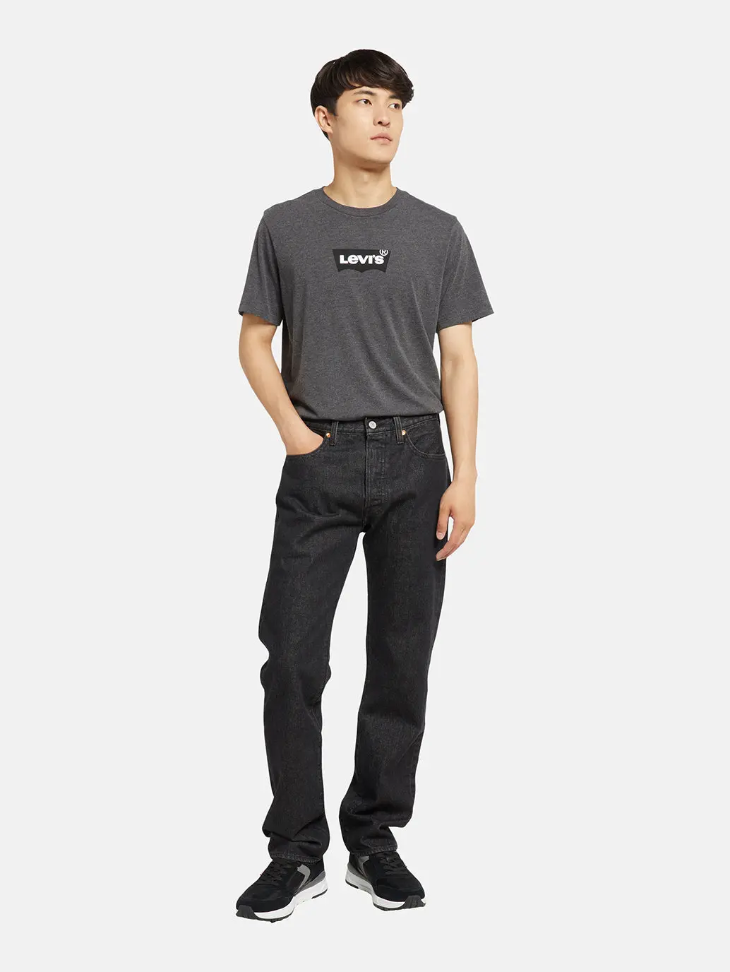 Men's 501 Black Straight Fit Mid Rise Jeans 1