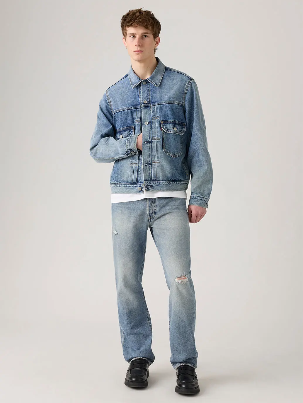 Men's 501 Blue Straight Fit Mid Rise Jeans 1