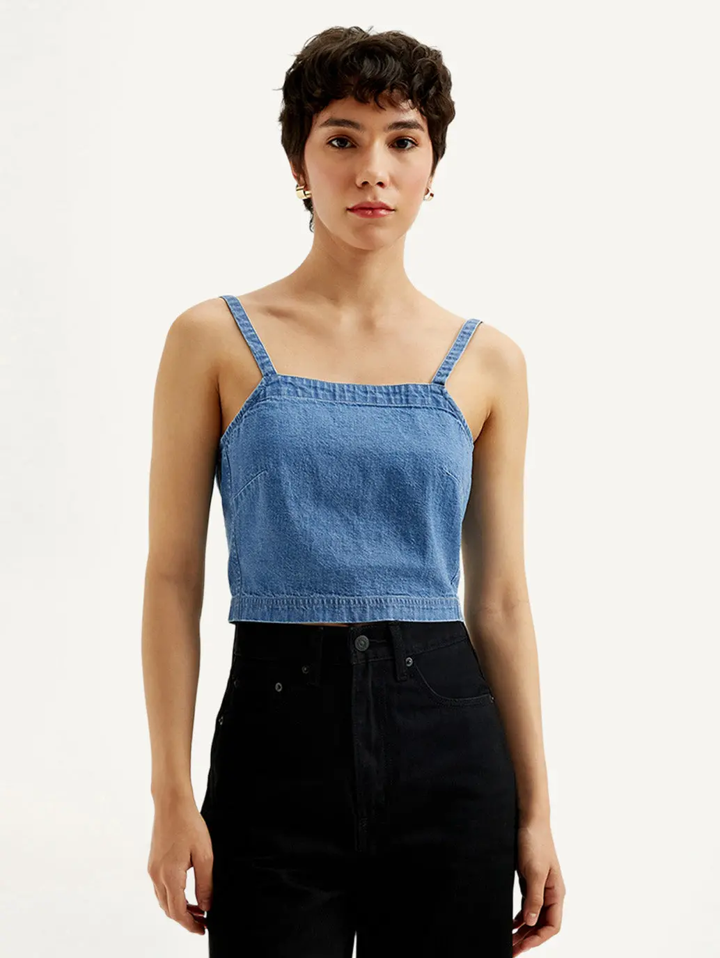 Women's Solid Blue Denim Cami Top 1