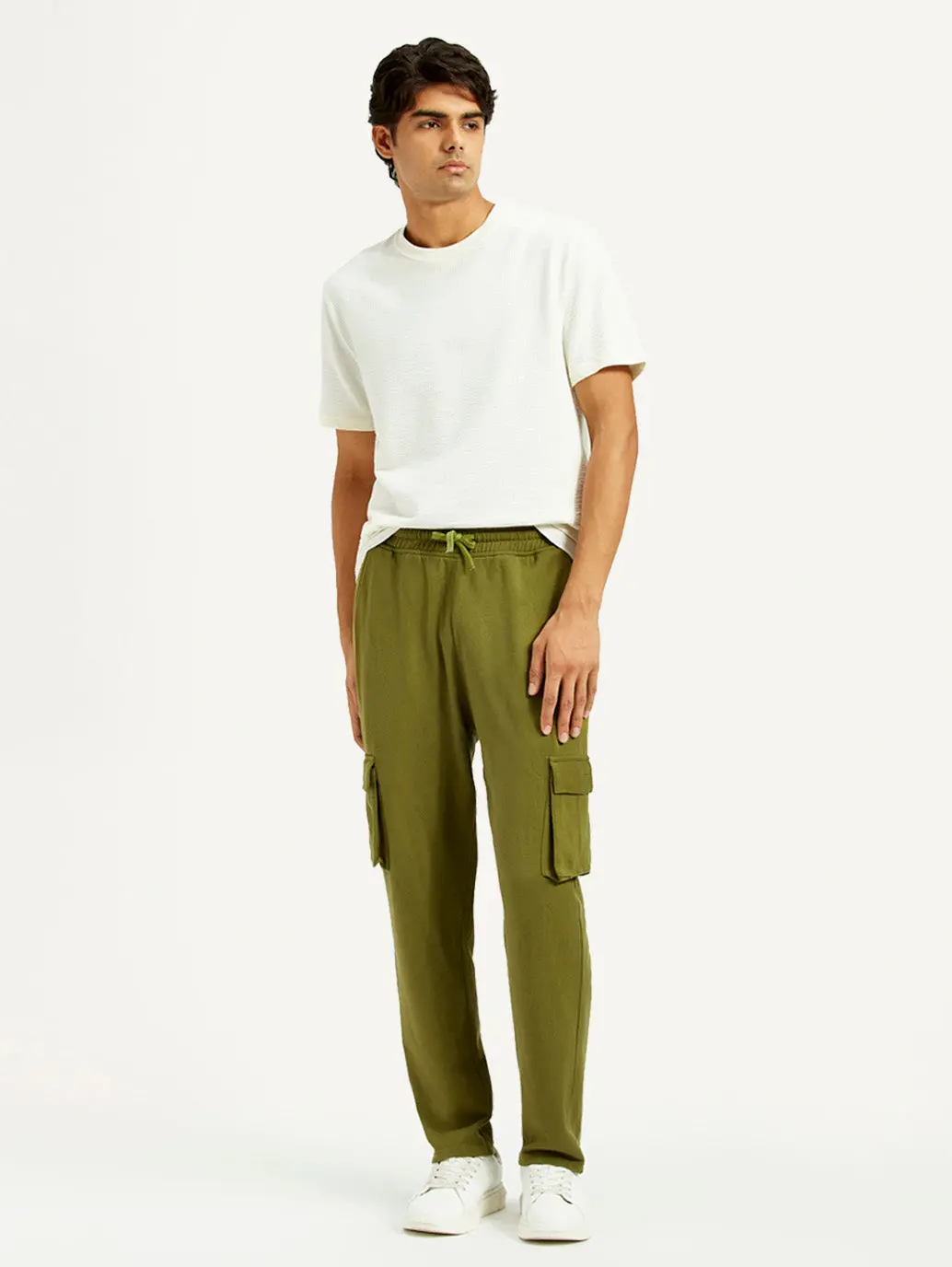 Men's Olive Green Relaxed Fit Cargo Trousers 1
