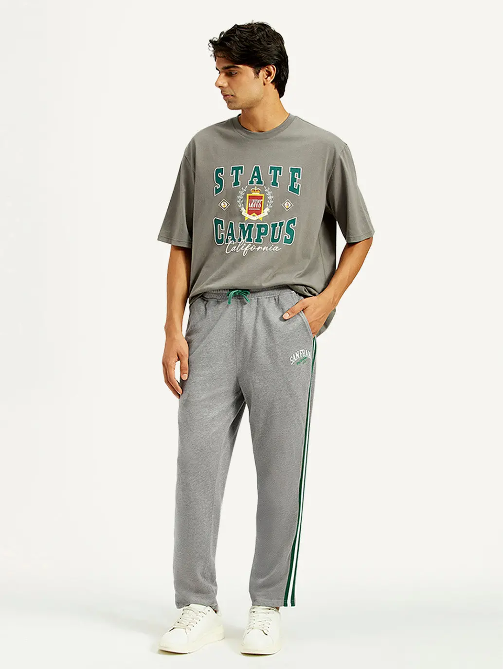 Men's Grey Relaxed Fit Track Pants 1