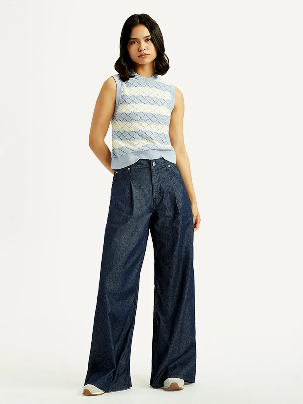 Women's Dark Indigo Baggy Fit High Rise Jeans 1