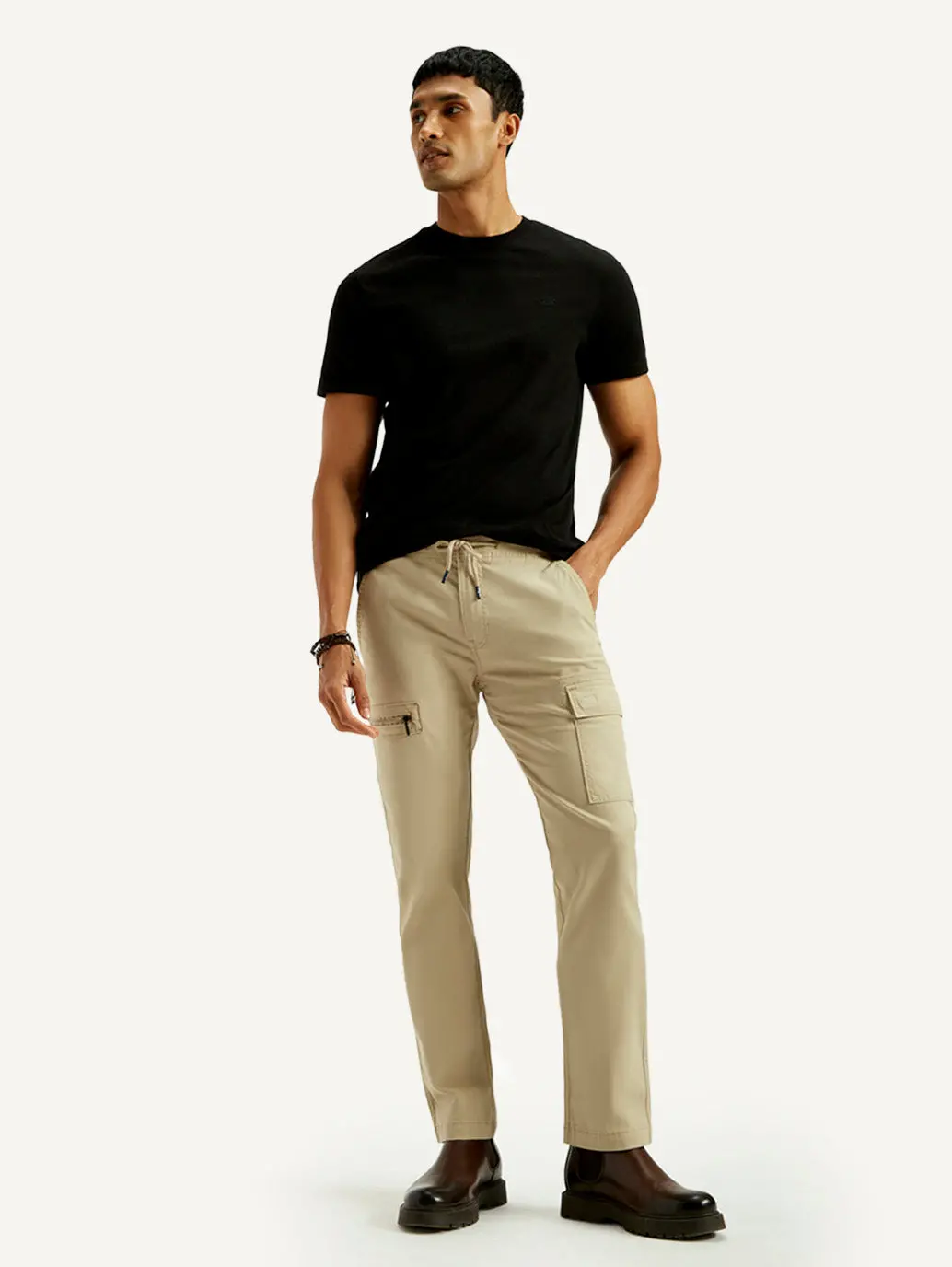 Men's 511 Beige Slim Fit Mid Rise Cargo Trousers 1
